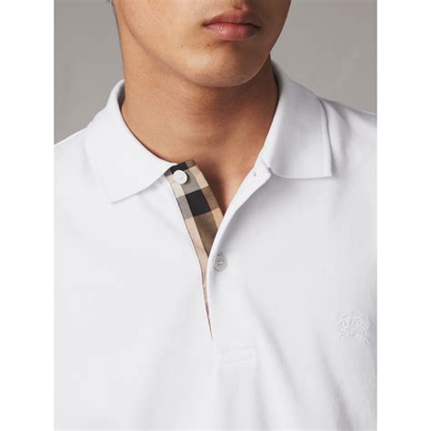 burberry check placket cotton polo shirt